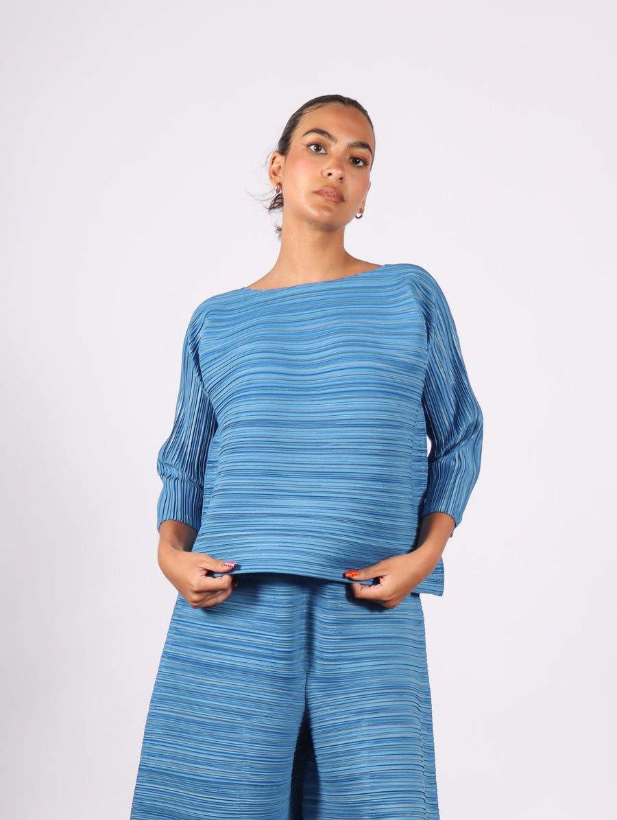 Sheer Bounce Top in Blue Salt by Pleats Please Issey Miyake-Idlewild