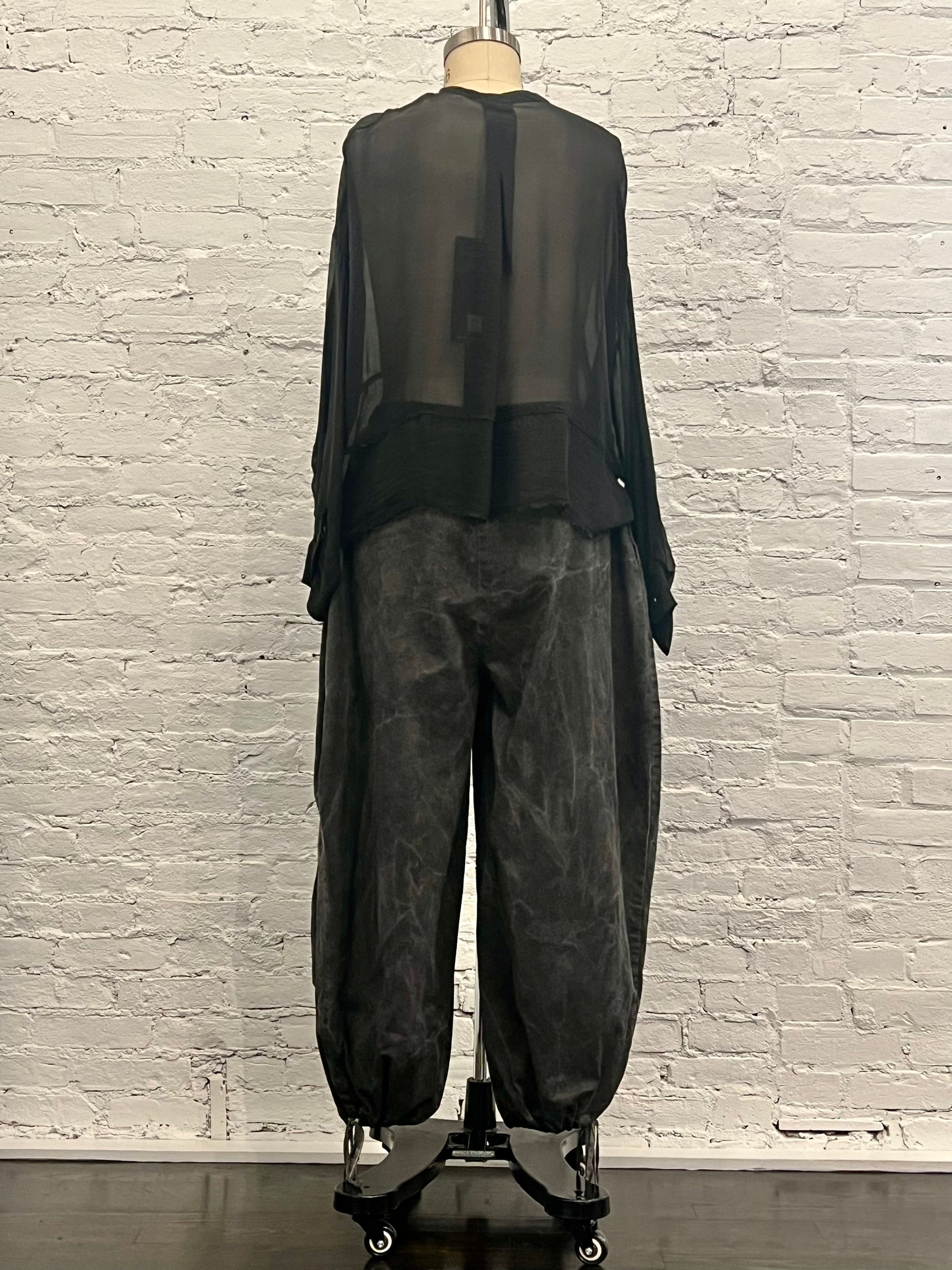 Sheer Boxy Shirt in Black by Sanctamuerte-Tops-SANCTAMUERTE-Idlewild