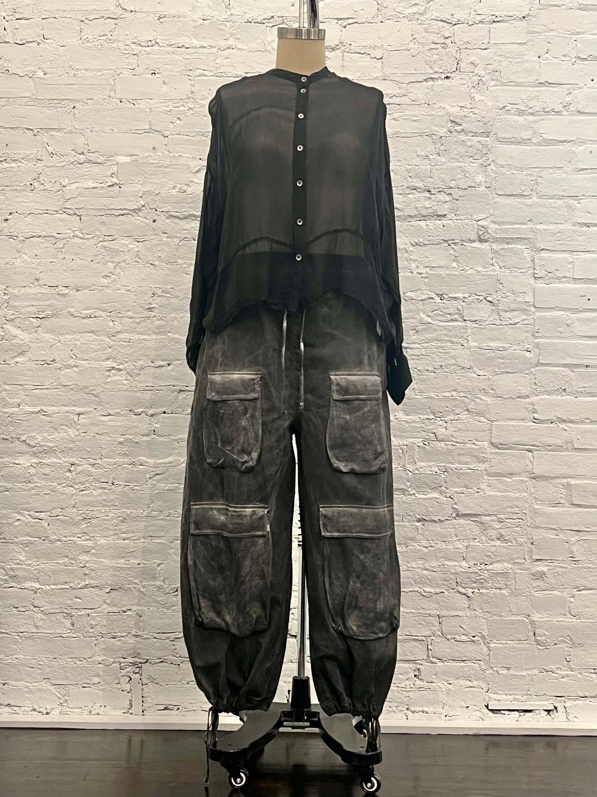 Sheer Boxy Shirt in Black by Sanctamuerte-Tops-SANCTAMUERTE-Idlewild