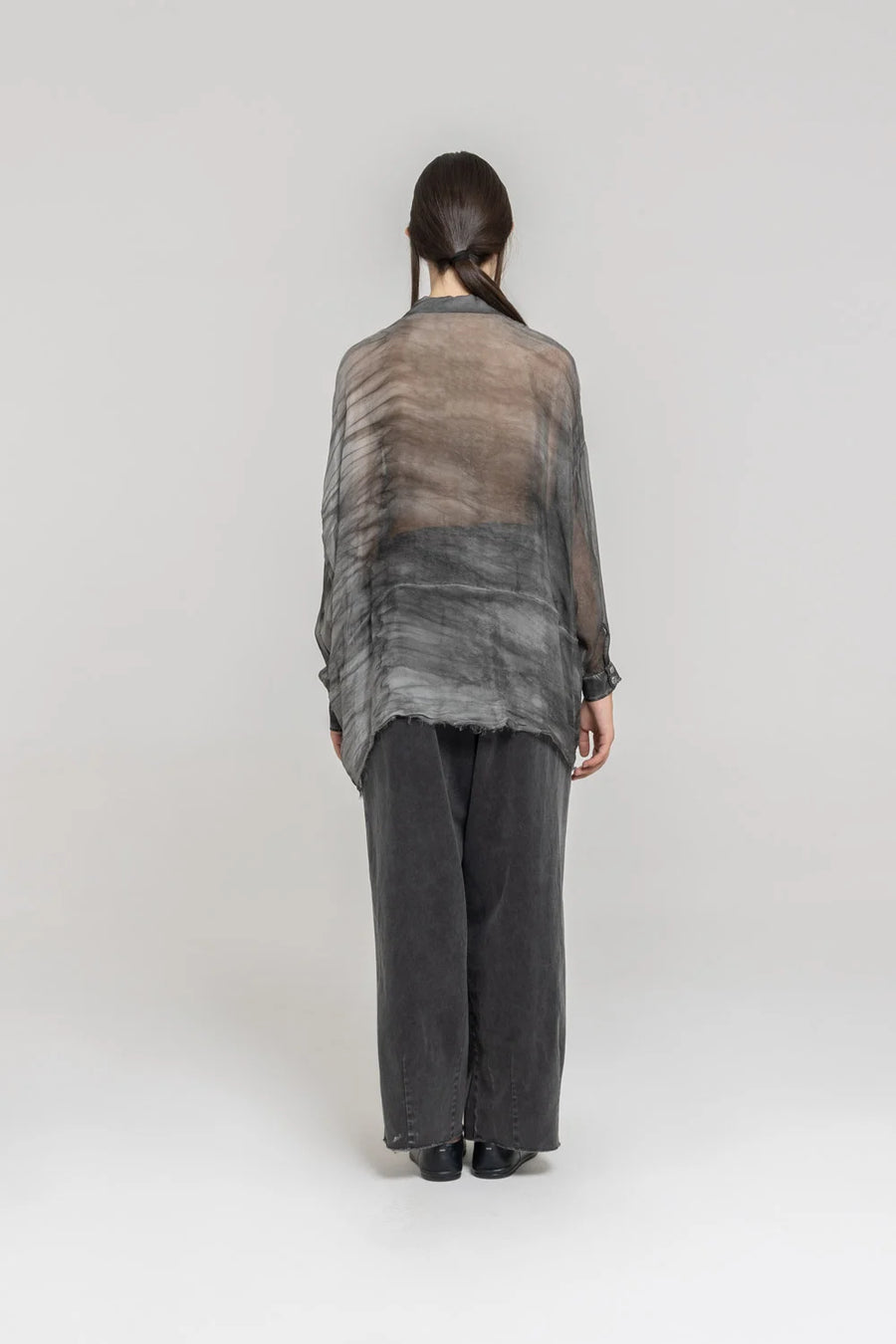 Sheer Shirt in Anthracite by Sanctamuerte-Tops-SANCTAMUERTE-Idlewild