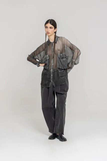 Sheer Shirt in Anthracite by Sanctamuerte-Tops-SANCTAMUERTE-Idlewild