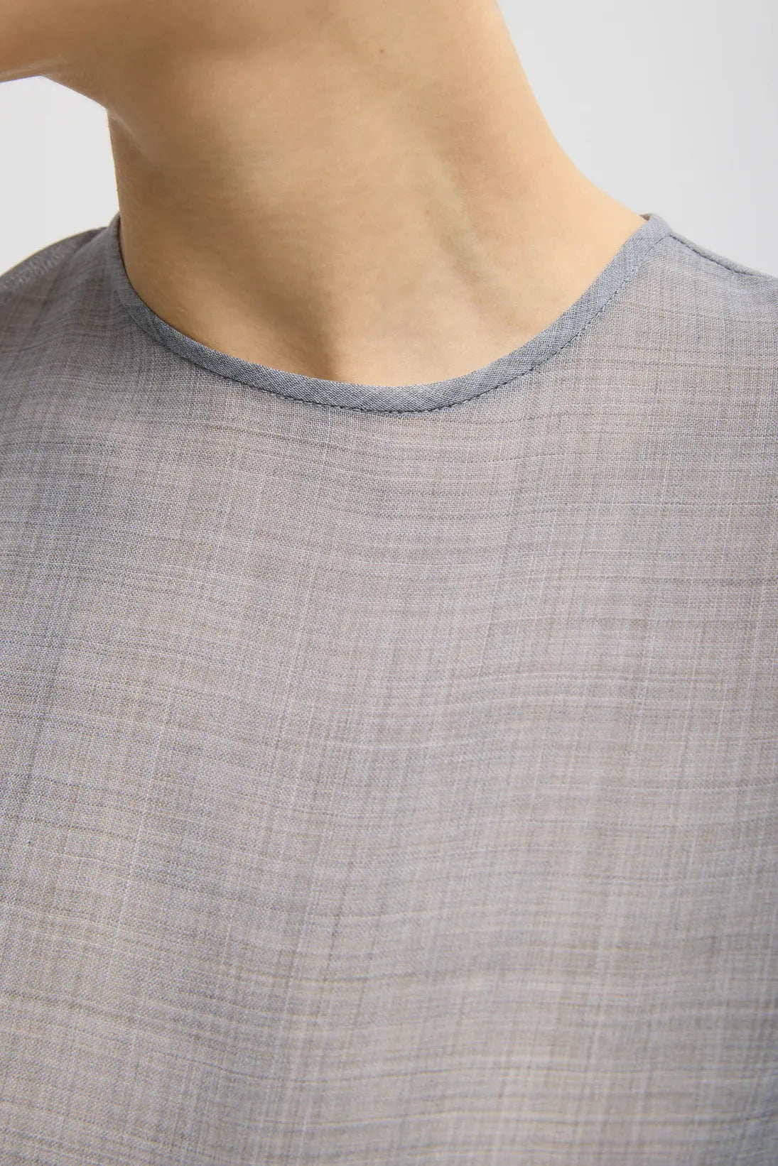 Sheer Wool Gauze Easy T in Heather Grey by Tibi-Tops-Tibi-Idlewild