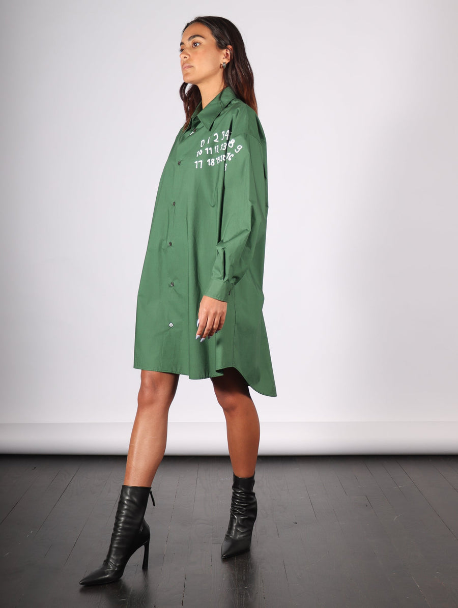 Shirt Dress in Green by MM6 Maison Margiela