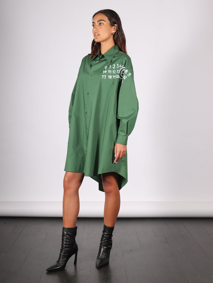 Shirt Dress in Green by MM6 Maison Margiela