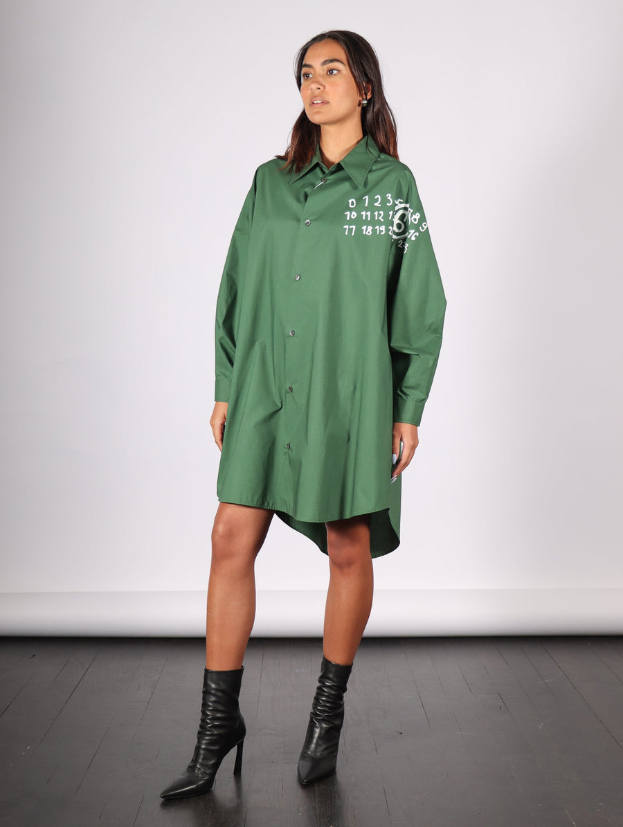 Shirt Dress in Green by MM6 Maison Margiela