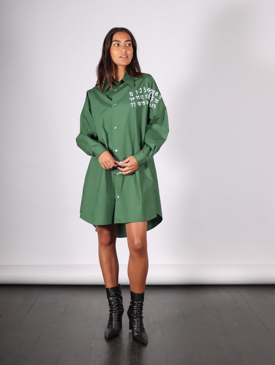 Shirt Dress in Green by MM6 Maison Margiela