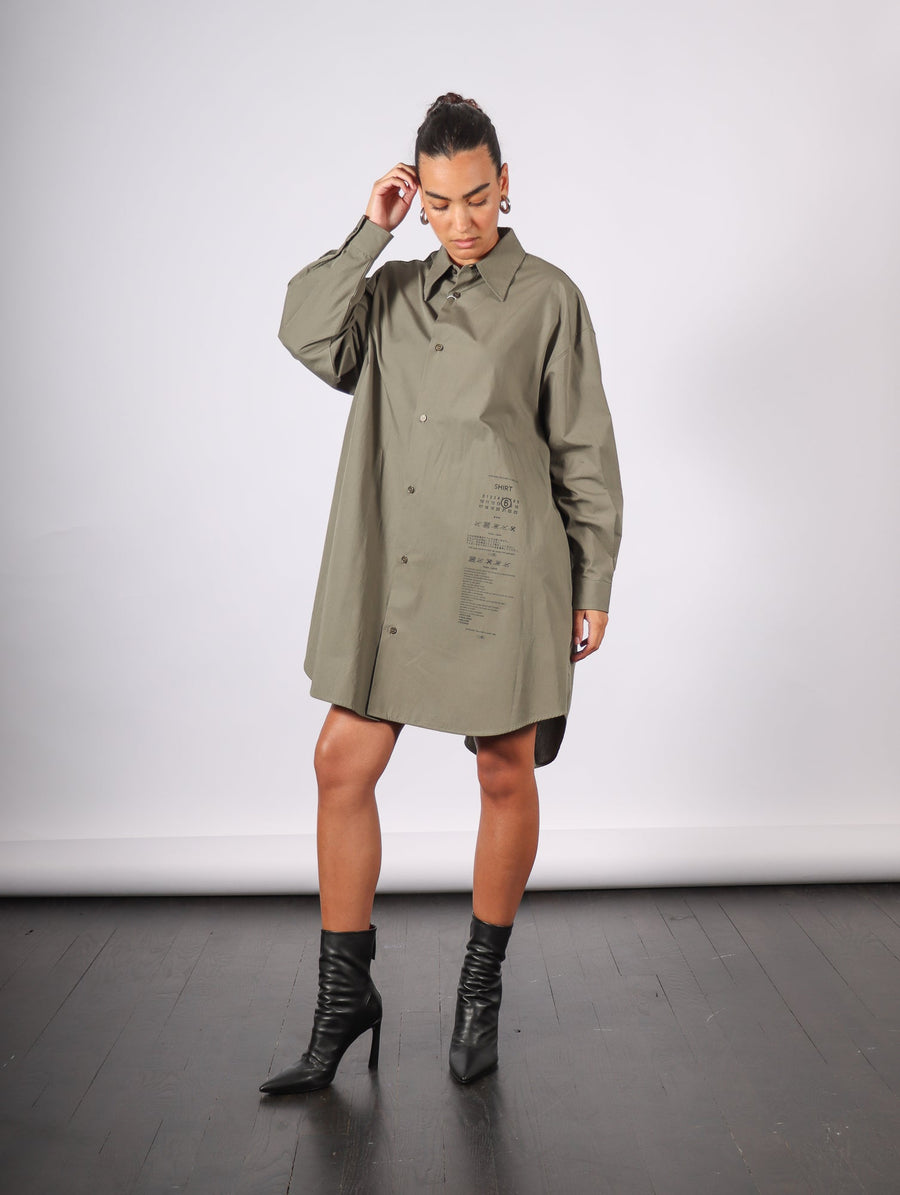 Shirt Dress in Khaki by MM6 Maison Margiela