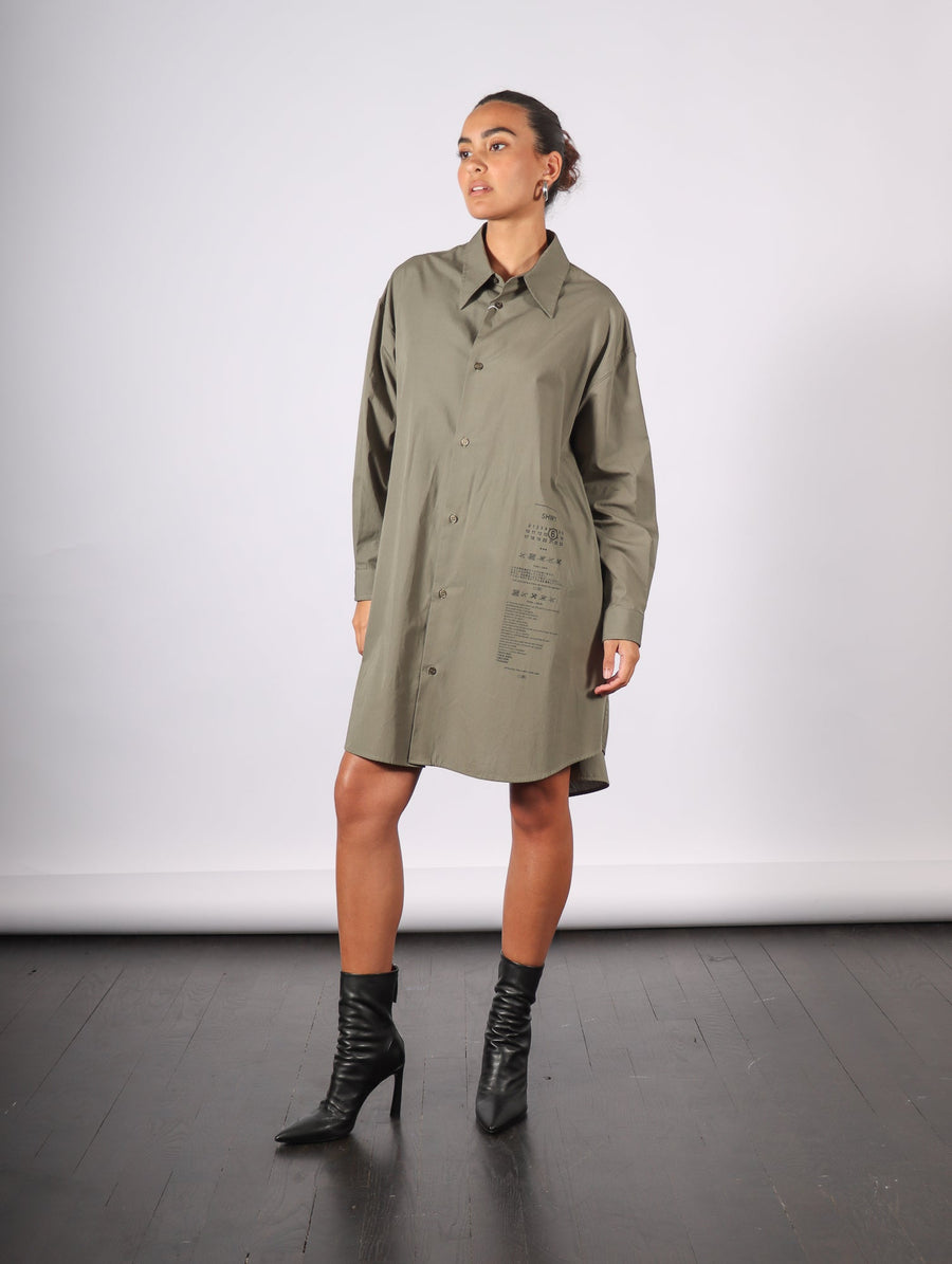 Shirt Dress in Khaki by MM6 Maison Margiela