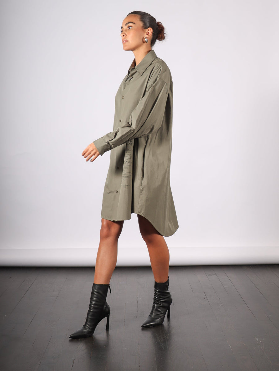 Shirt Dress in Khaki by MM6 Maison Margiela