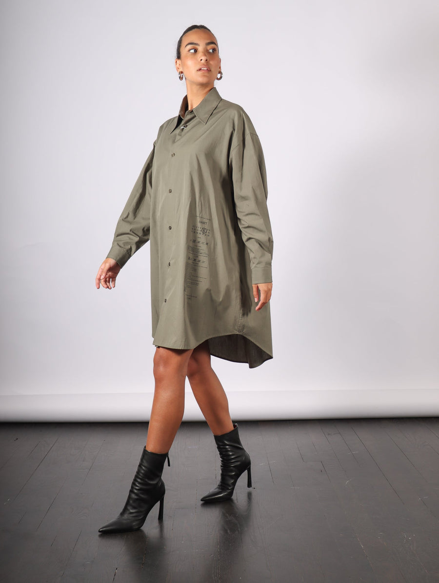 Shirt Dress in Khaki by MM6 Maison Margiela