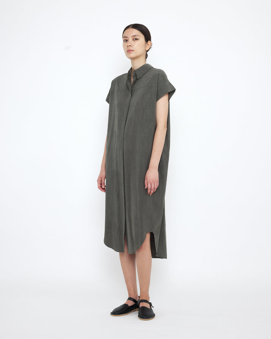 Signature Maxi Shirtdress in Pewter Green by 7115 by Szeki-7115 by Szeki-Idlewild