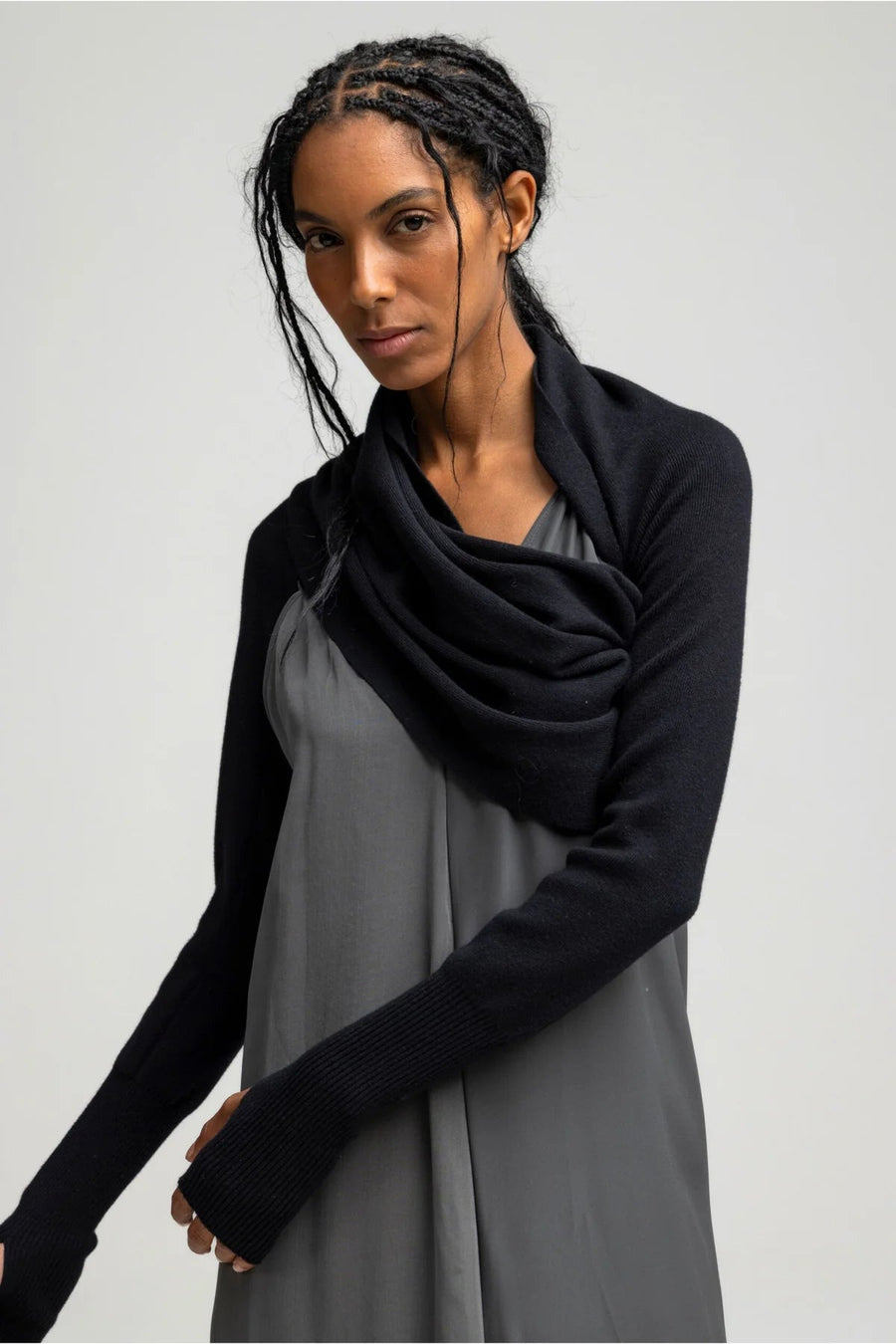 Sleeve Shrug in Black by NFP