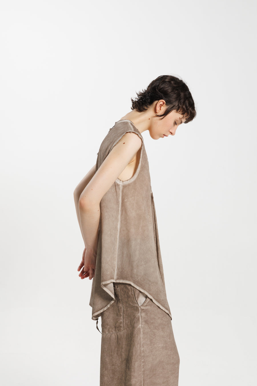 Sleeveless Top in Cold Dyed Tortora by Serien°umerica-Serien°umerica-Idlewild
