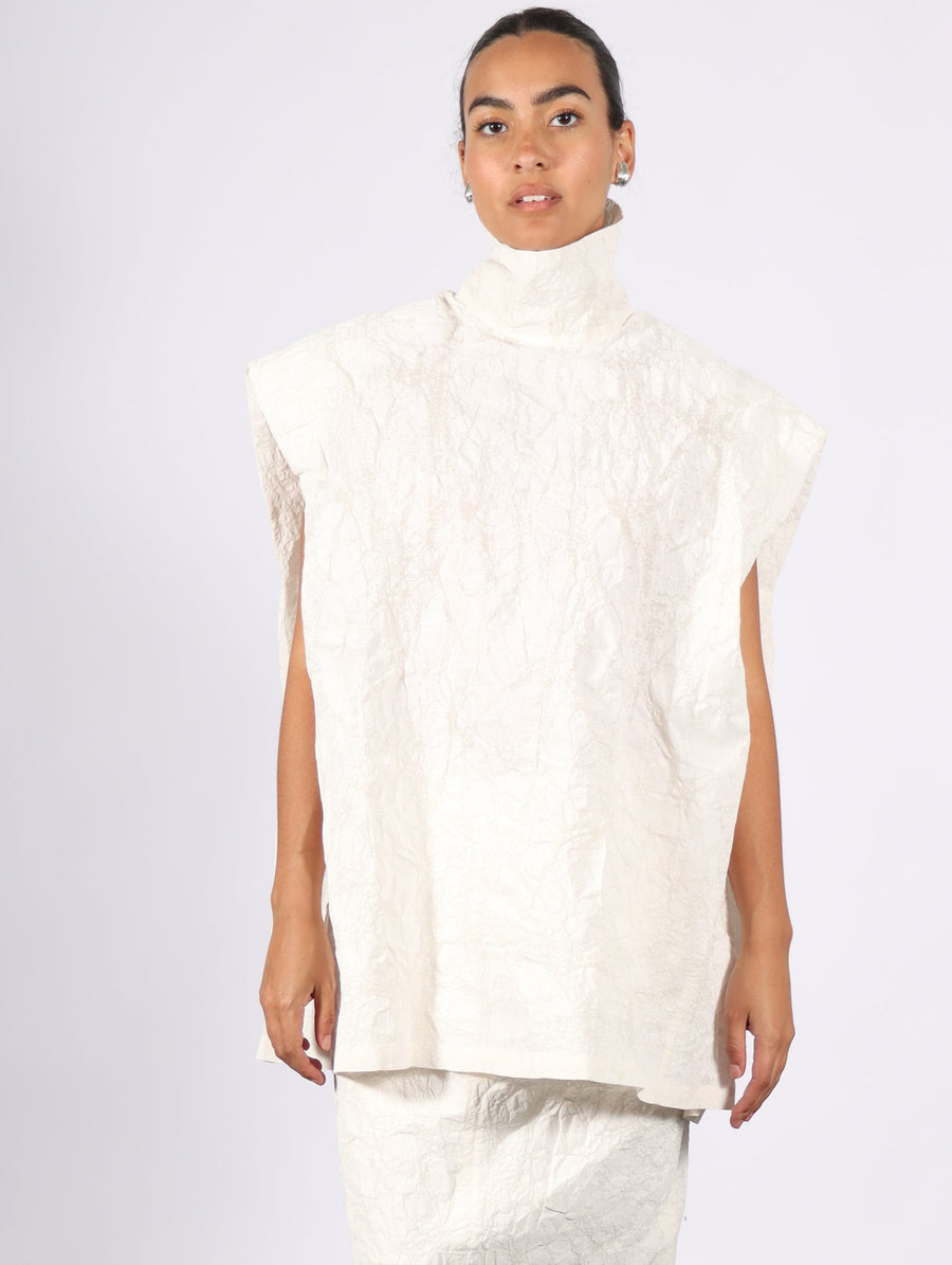 Sleeveless Top in White Paint by Dawei