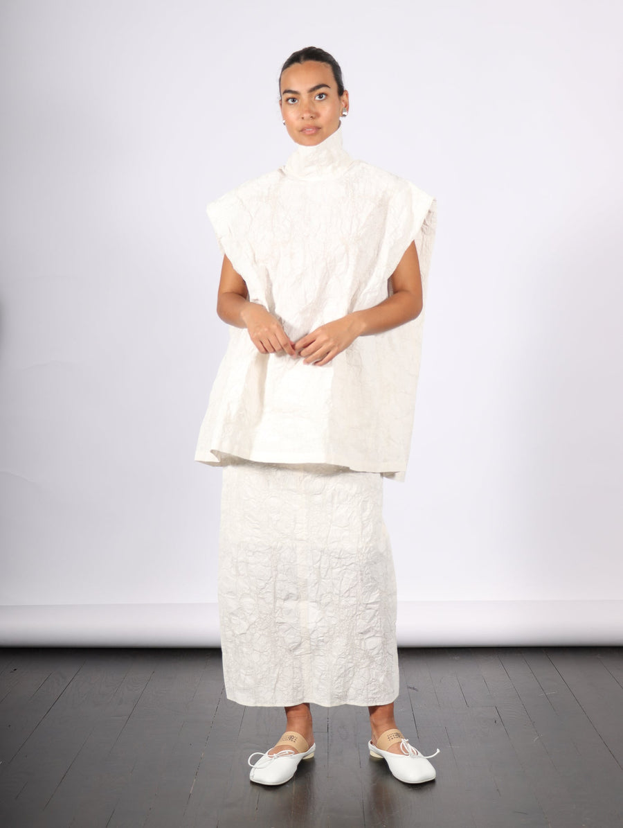 Sleeveless Top in White Paint by Dawei