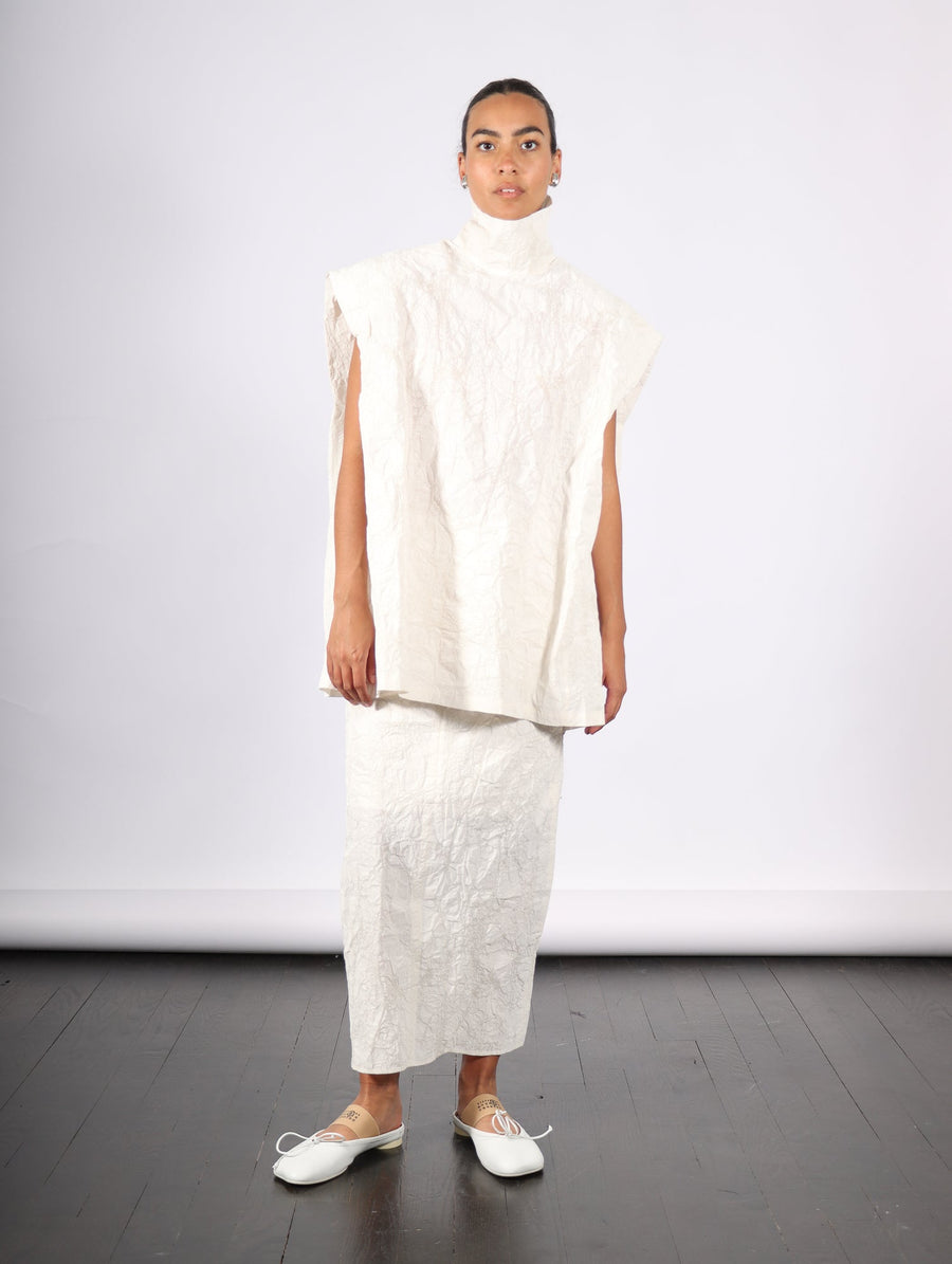 Sleeveless Top in White Paint by Dawei