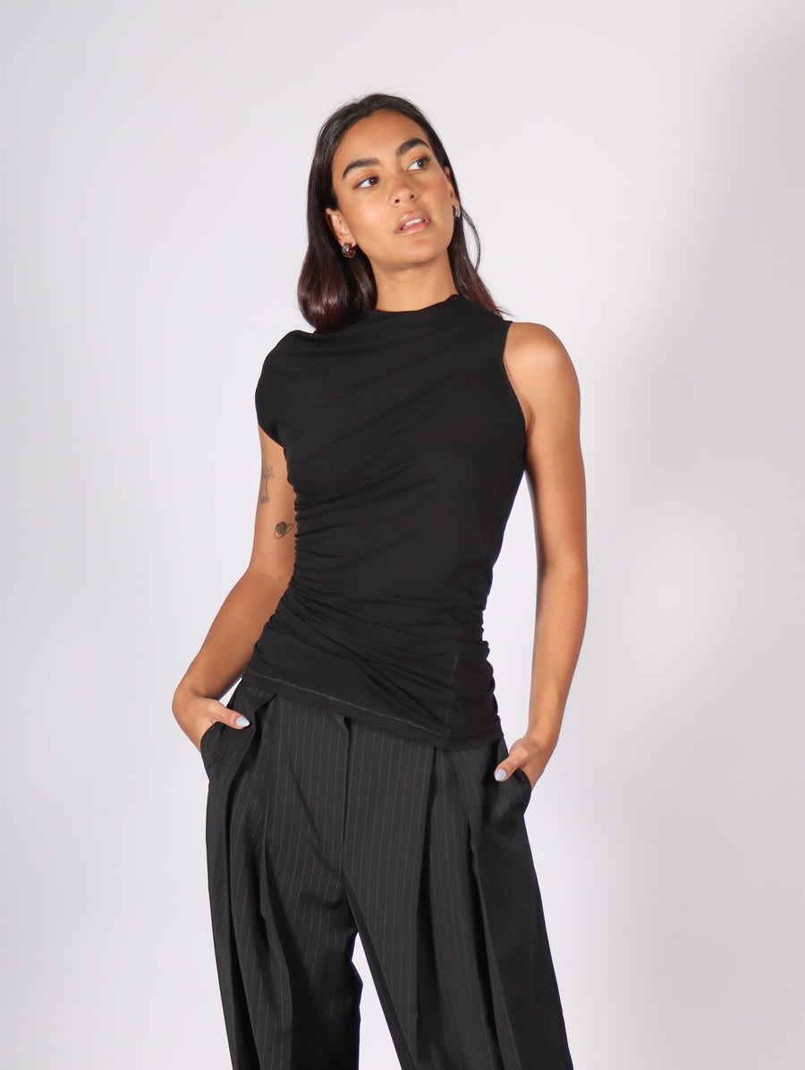 Sleeveless Wind Top in Black by Helmut Lang