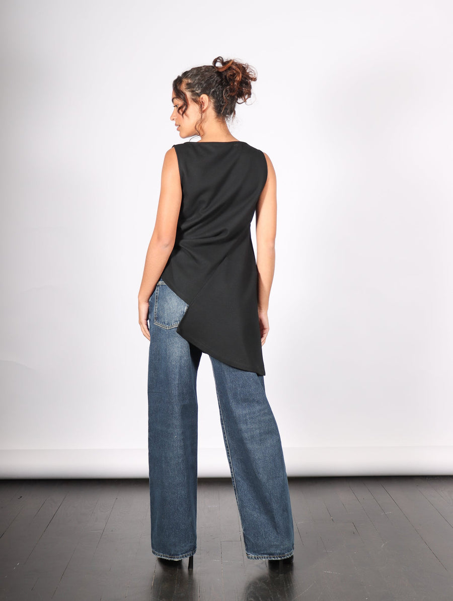 Sleeveless Wool Top in Black by Dawei