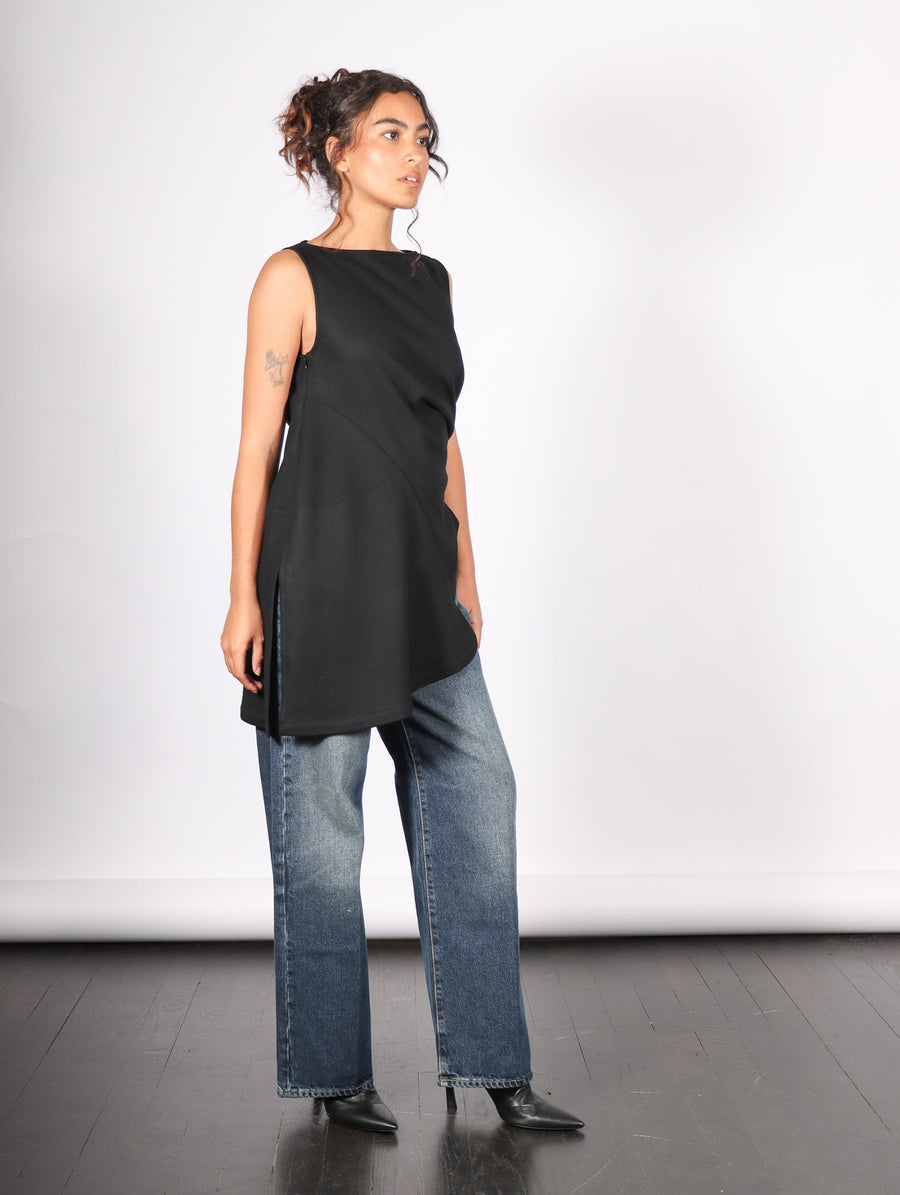 Sleeveless Wool Top in Black by Dawei