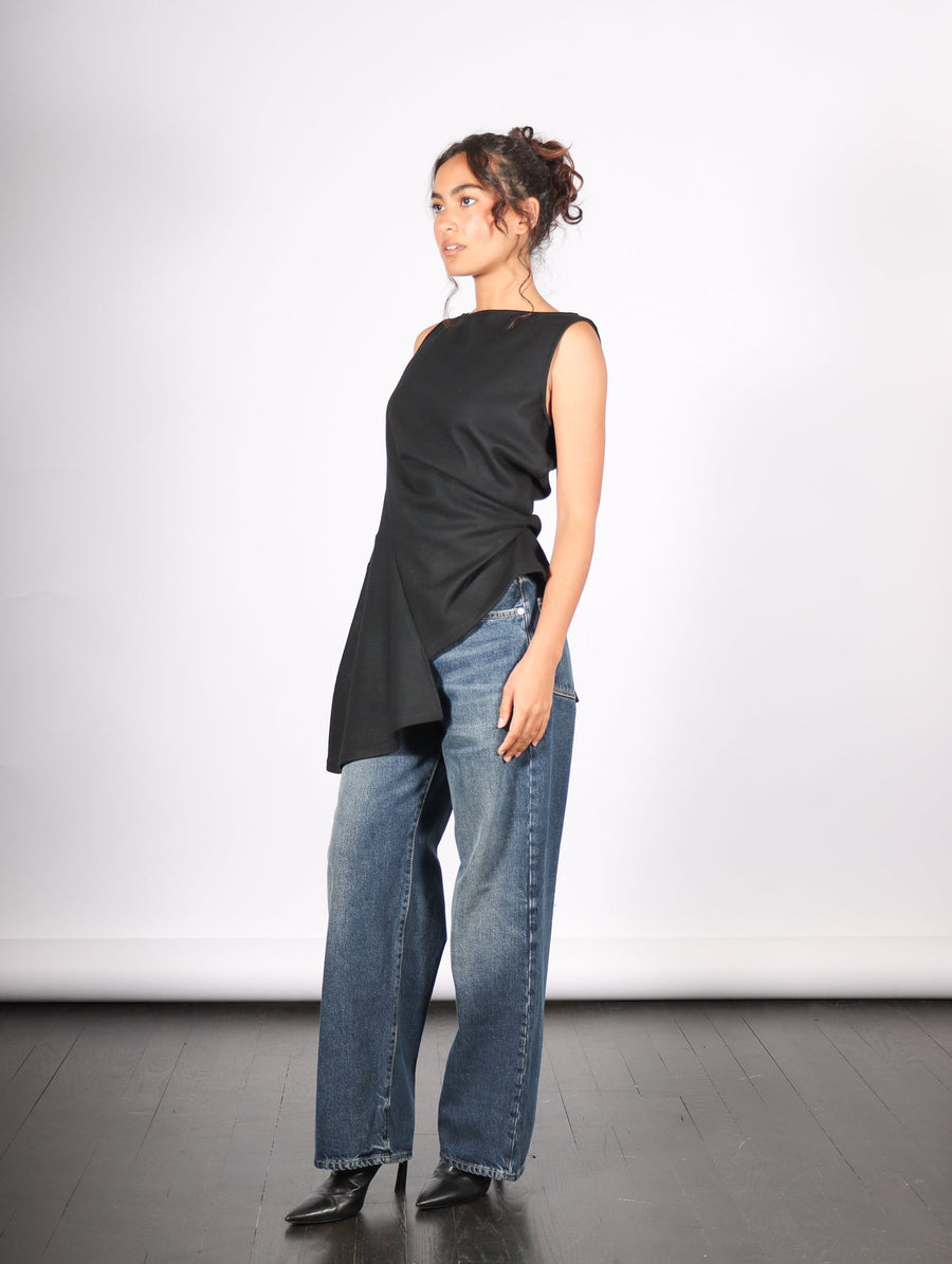 Sleeveless Wool Top in Black by Dawei