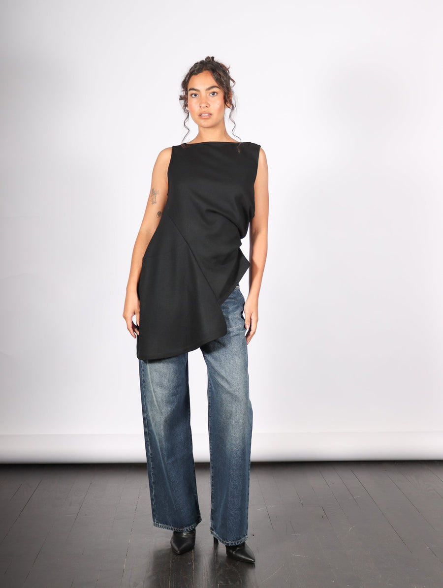 Sleeveless Wool Top in Black by Dawei