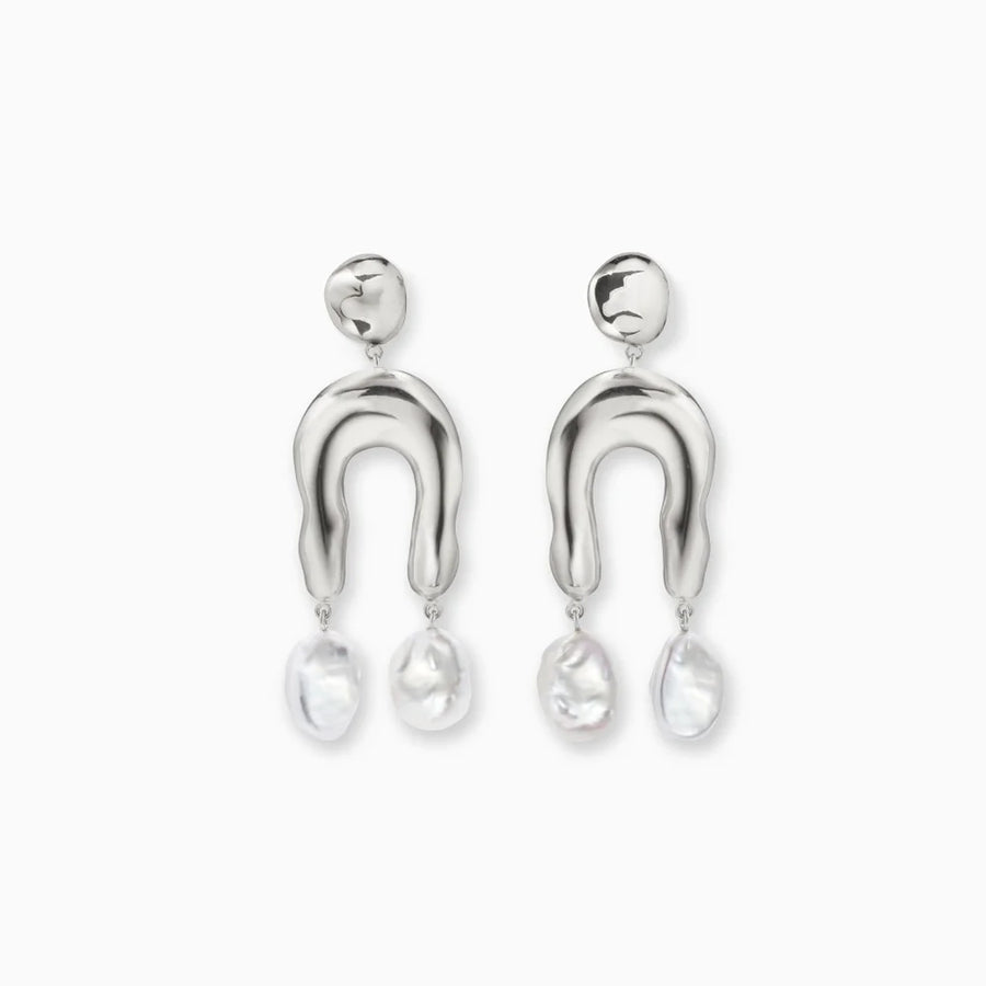 Small Imogene Earrings in Silver & Pearl by Agmes-Idlewild
