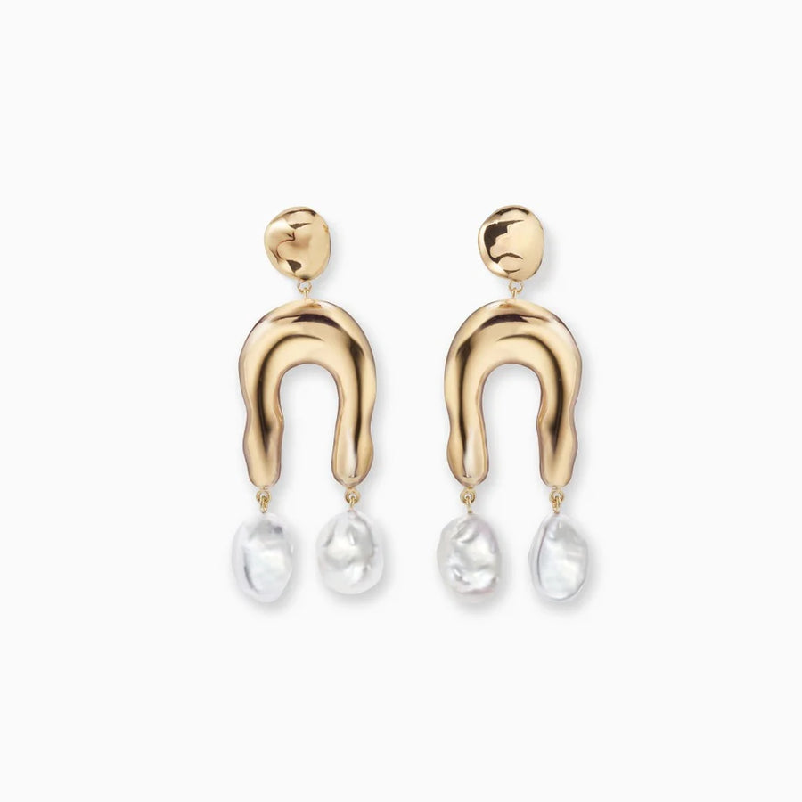 Small Imogene Earrings in Gold Vermeil & Pearl by Agmes-Idlewild