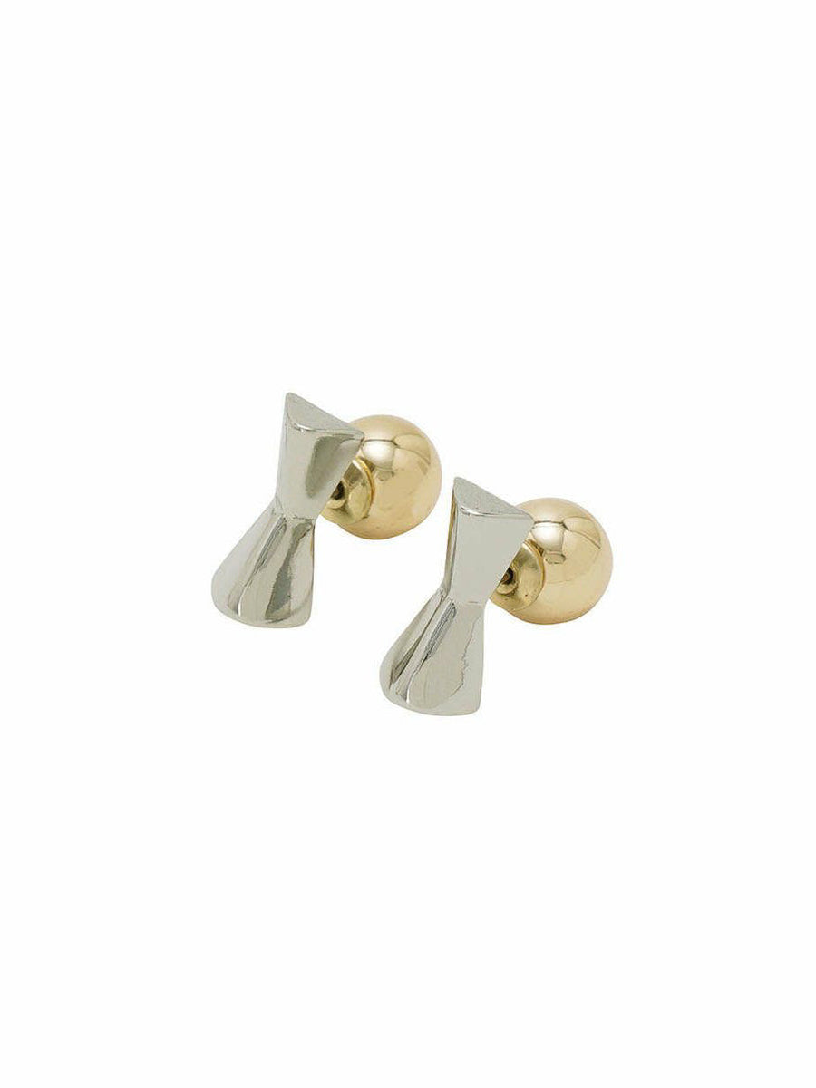 Small Sculptures Earrings in Silver and Brass by Issey Miyake-Idlewild