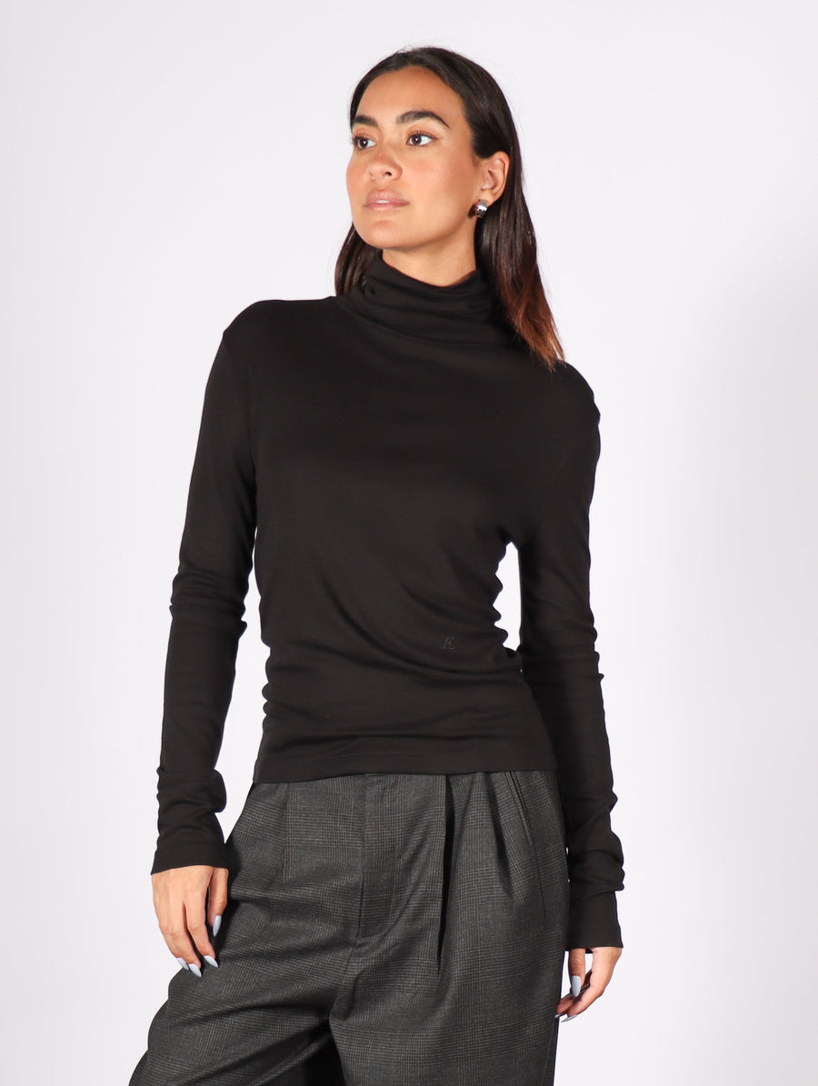 Soft Rib Turtleneck in Black by Helmut Lang