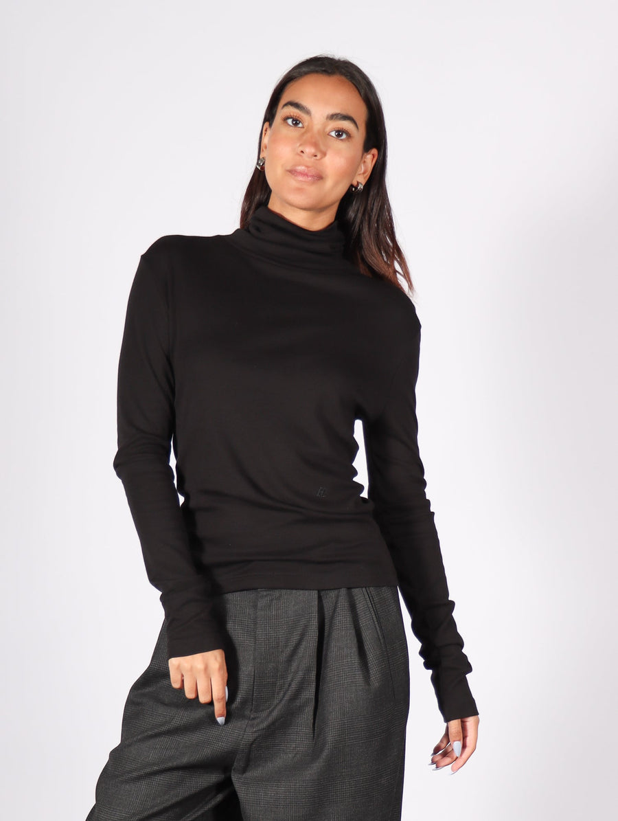 Soft Rib Turtleneck in Black by Helmut Lang