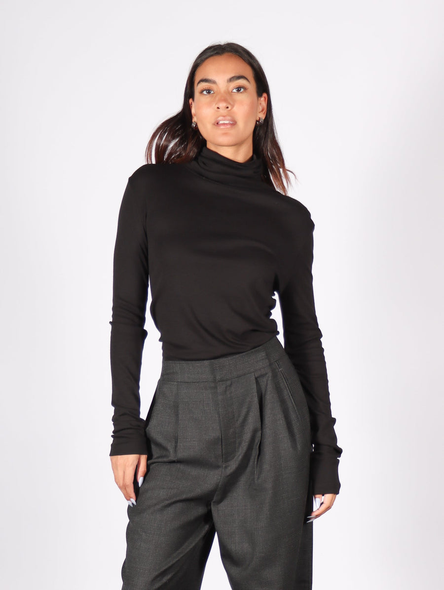 Soft Rib Turtleneck in Black by Helmut Lang