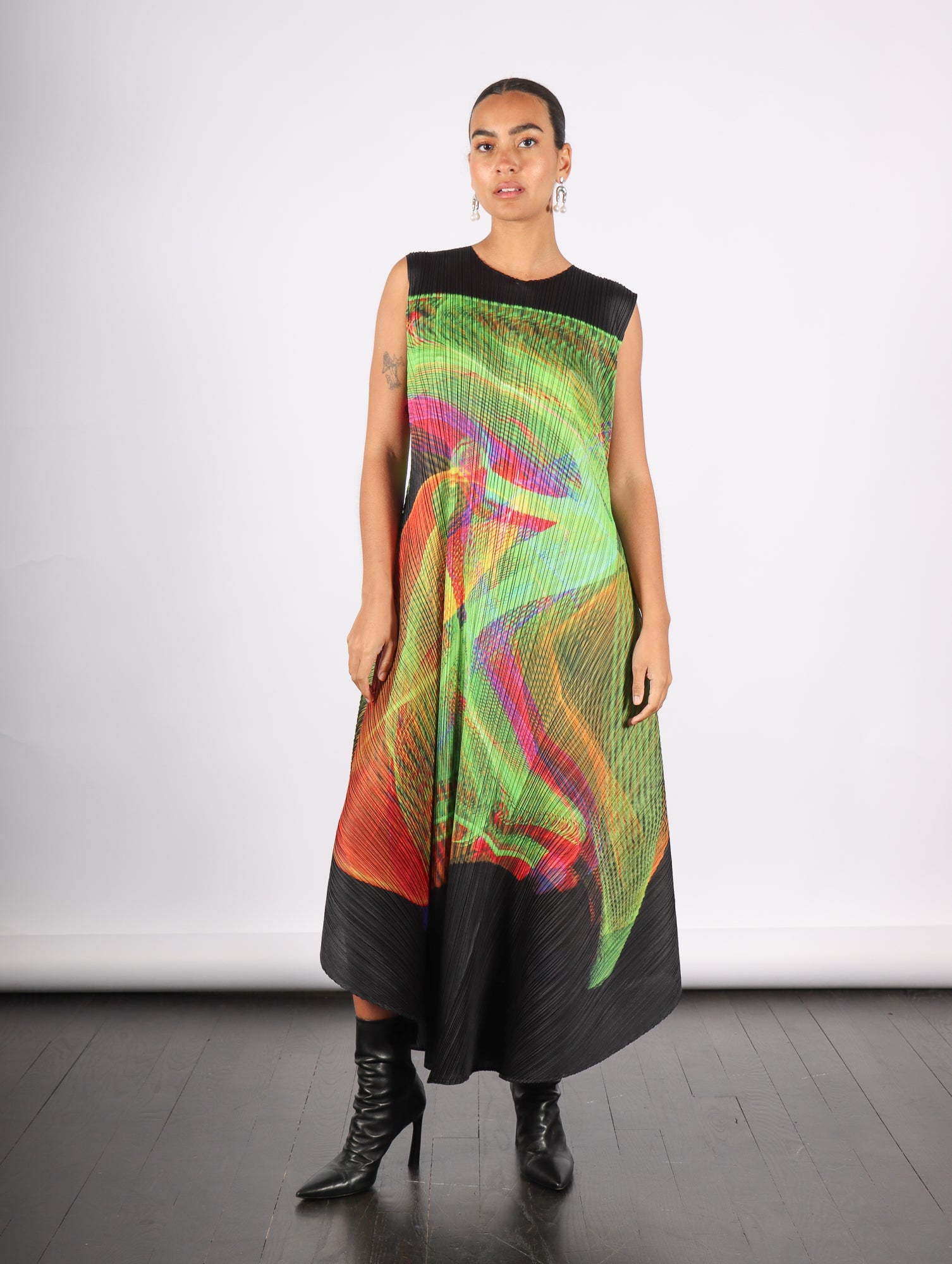 Pleats Please Issey Miyake Spectrum Pleated Maxi Dress