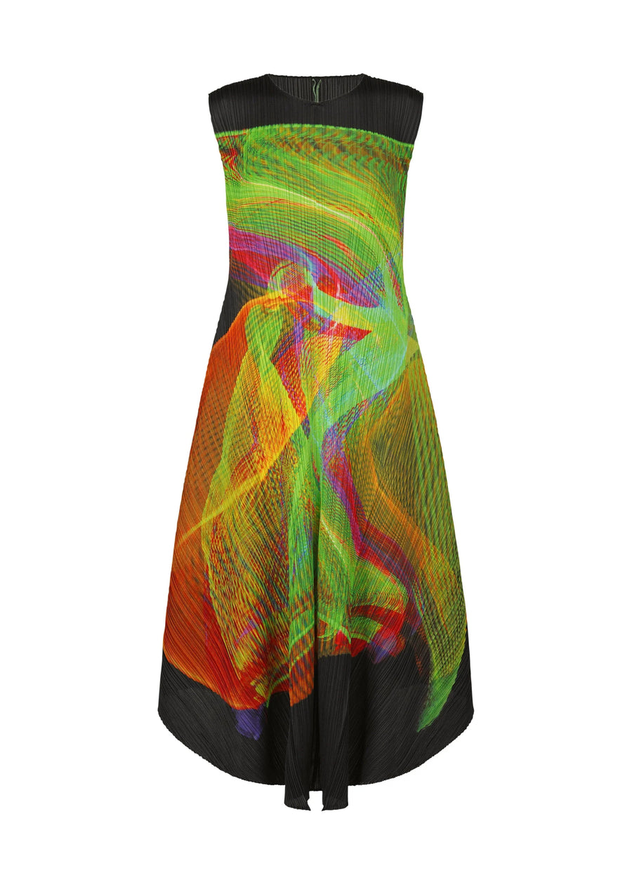 Spectrum Dress in Bright Green by Pleats Please Issey Miyake