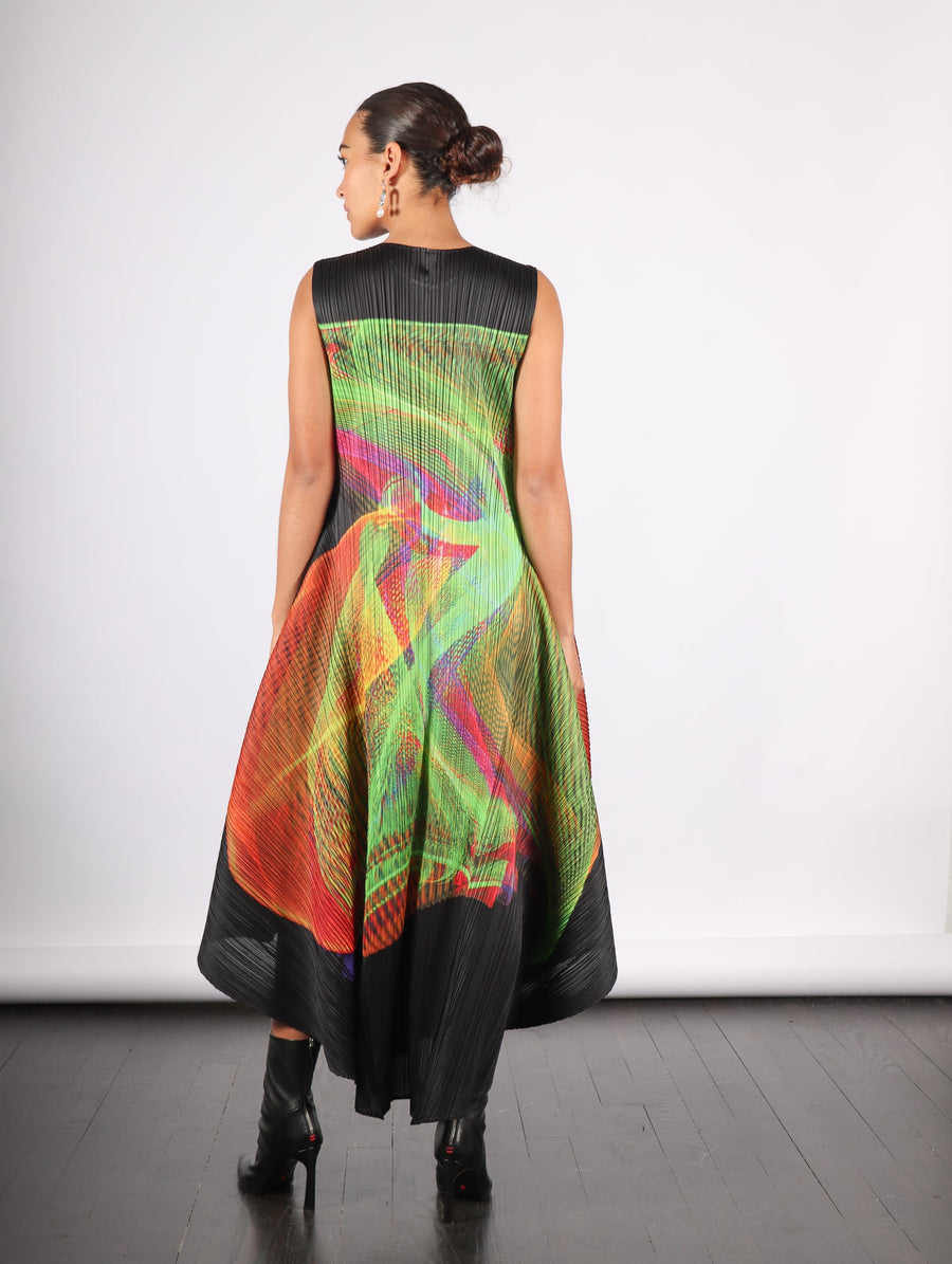 Spectrum Dress in Bright Green by Pleats Please Issey Miyake