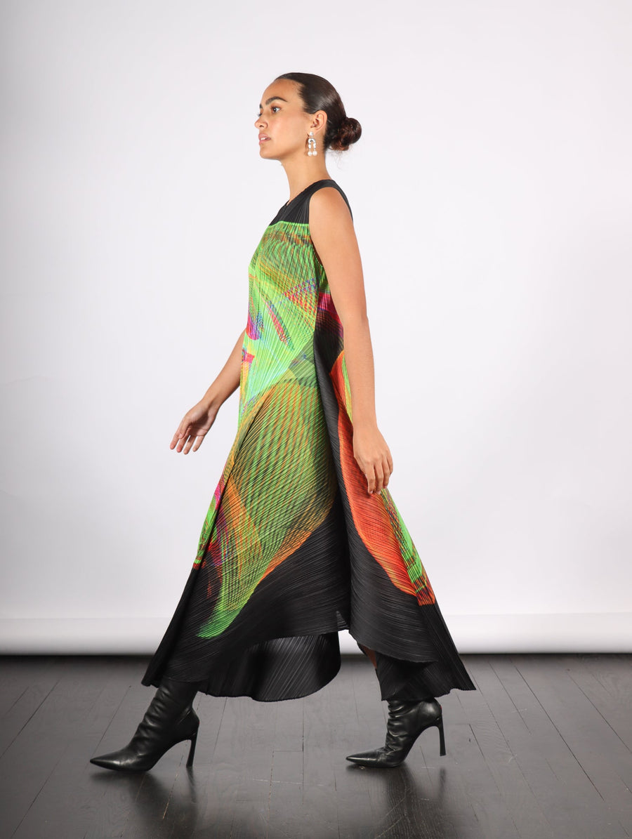 Spectrum Dress in Bright Green by Pleats Please Issey Miyake