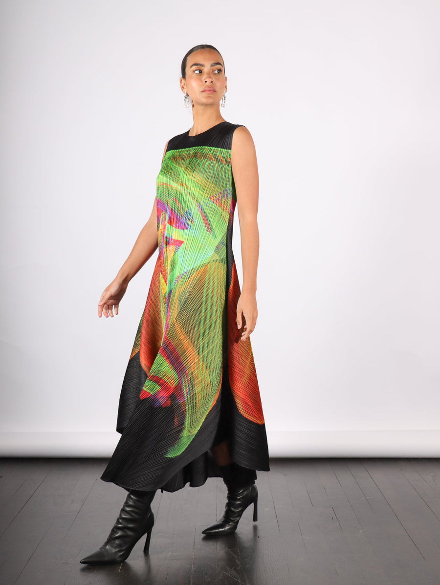 Spectrum Dress in Bright Green by Pleats Please Issey Miyake