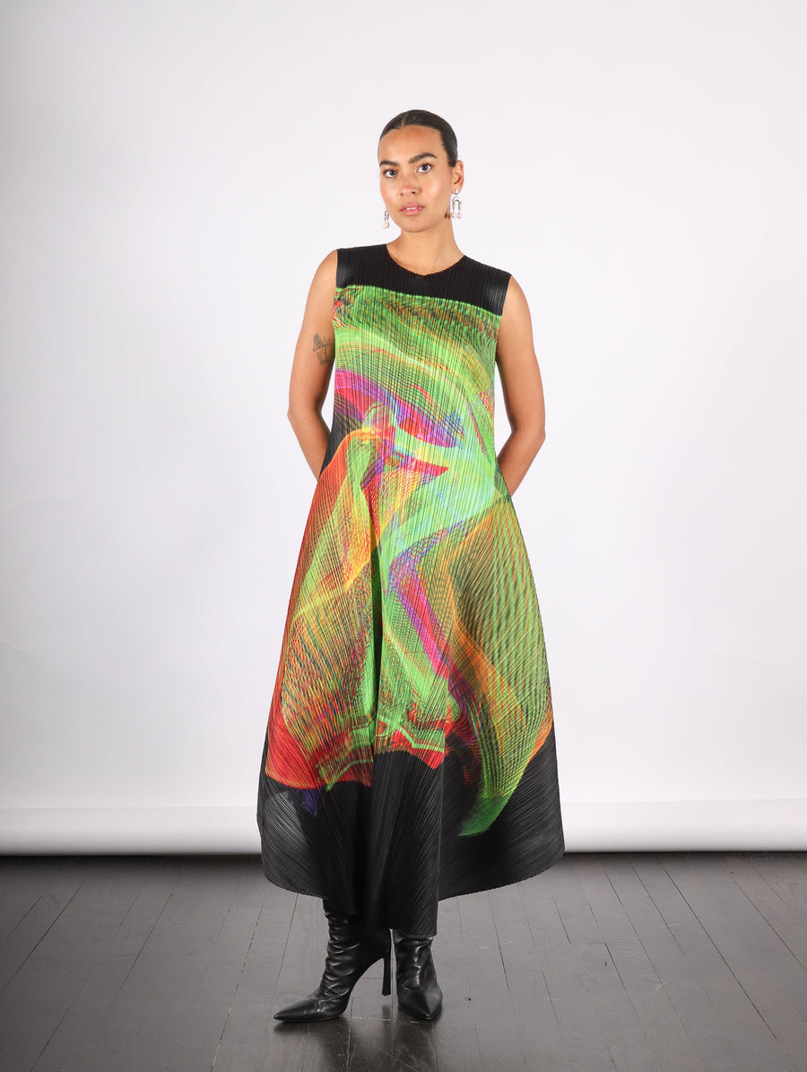 Spectrum Dress in Bright Green by Pleats Please Issey Miyake