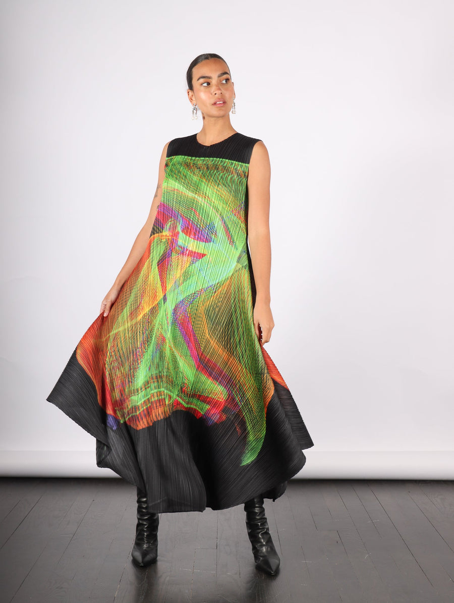 Spectrum Dress in Bright Green by Pleats Please Issey Miyake