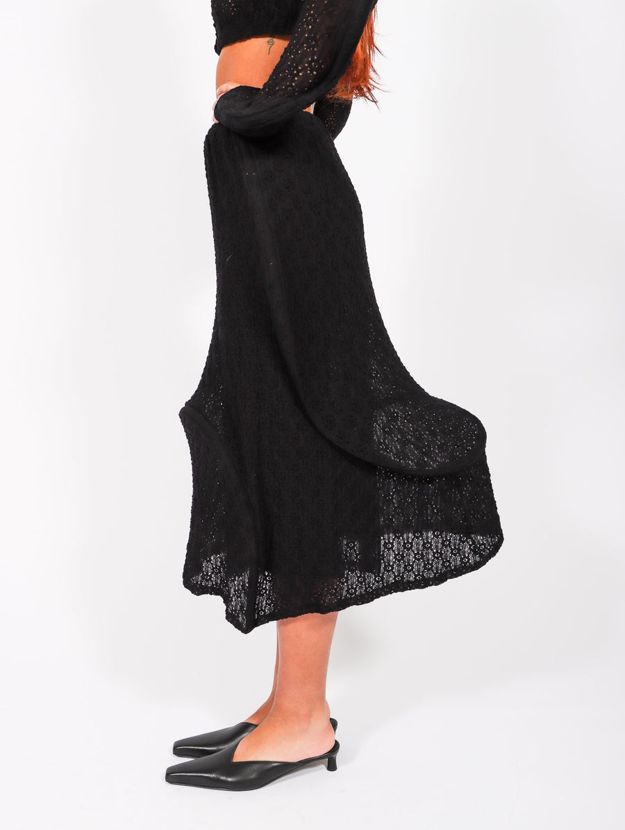 Spiral Skirt in Black Flower by Melitta Baumeister-Melitta Baumeister-Idlewild