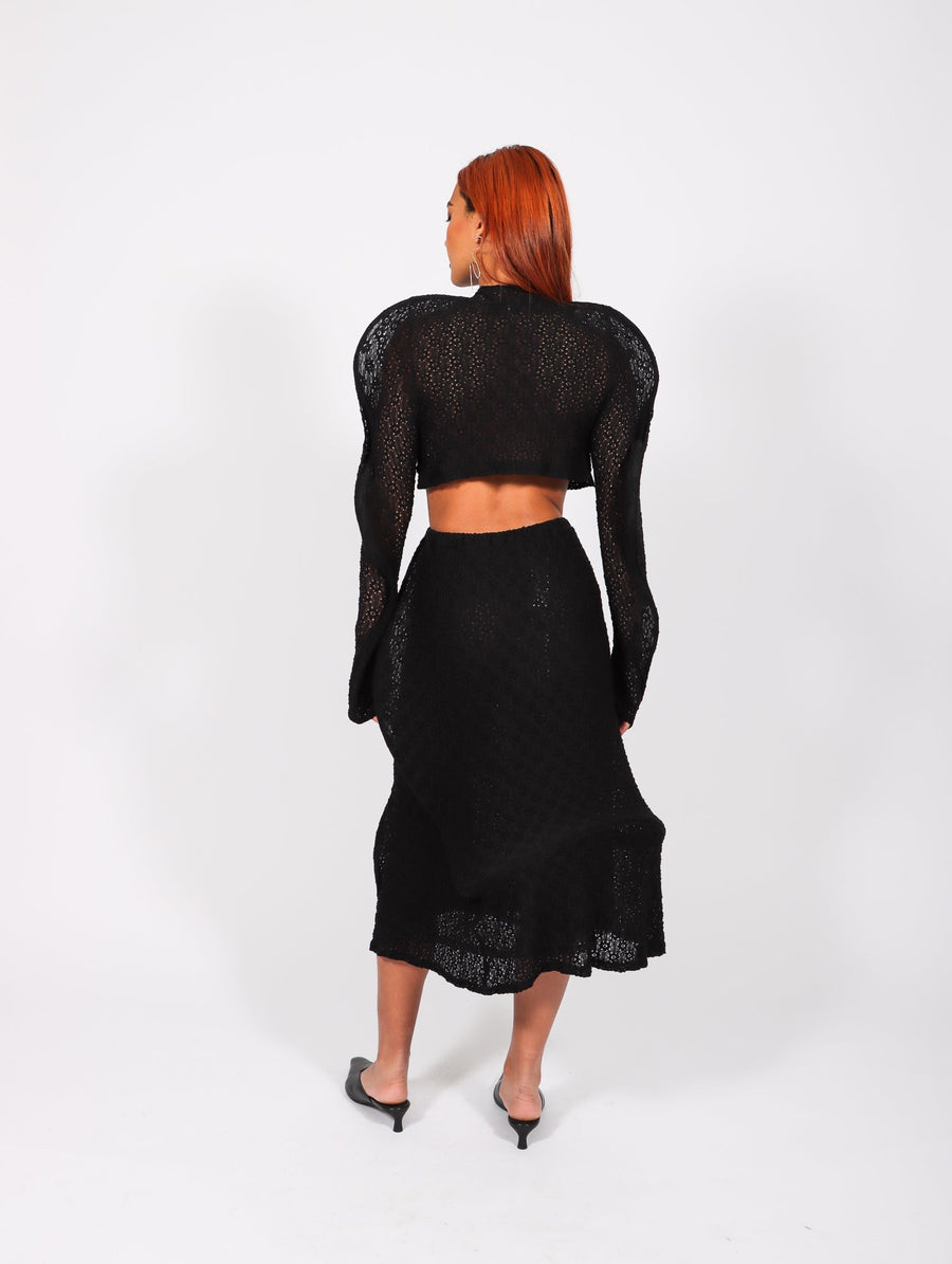 Spiral Skirt in Black Flower by Melitta Baumeister-Melitta Baumeister-Idlewild