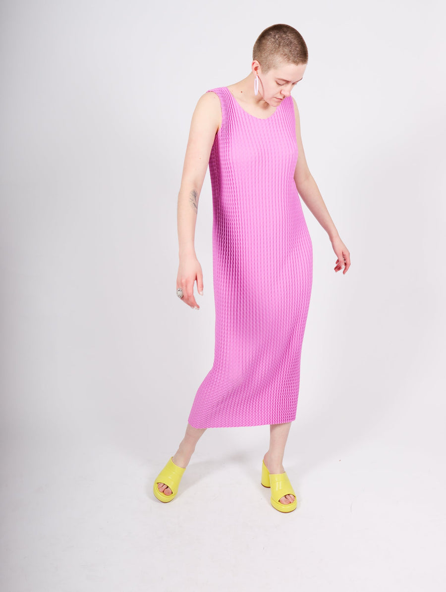 Spongy Midi Dress in Pink by Issey Miyake