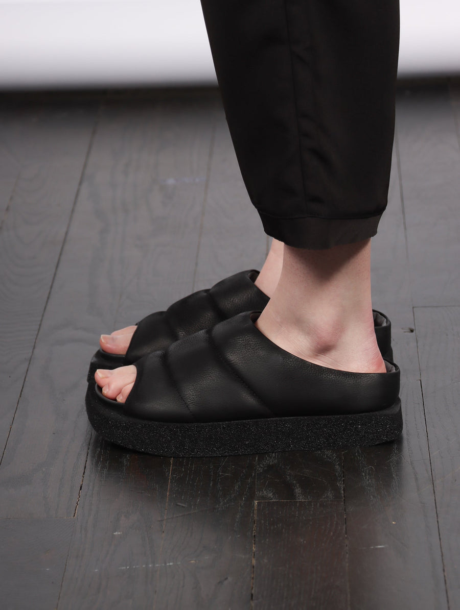 Square Puff Slide in Black by Lofina-Idlewild