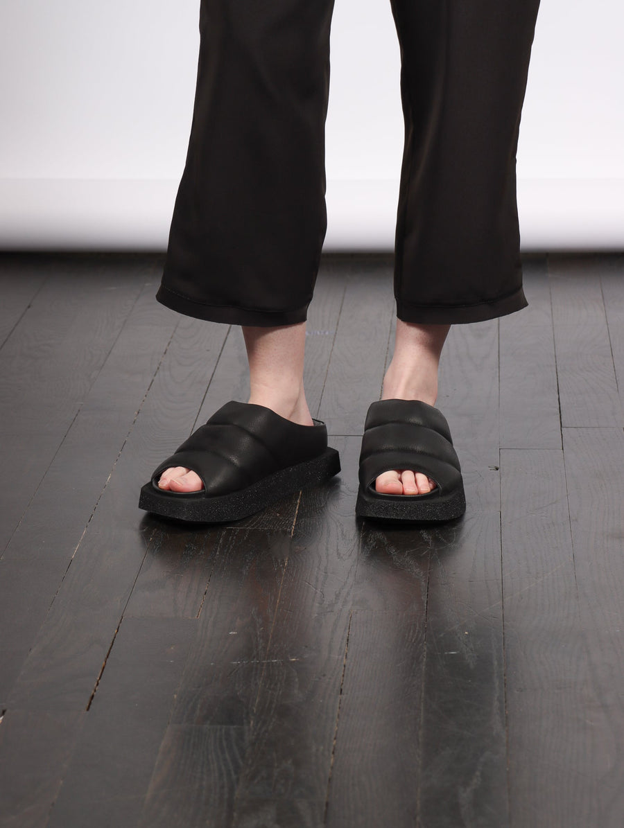 Square Puff Slide in Black by Lofina-Idlewild