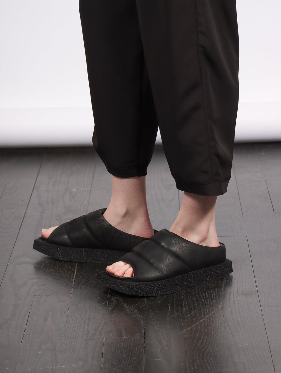 Square Puff Slide in Black by Lofina-Idlewild