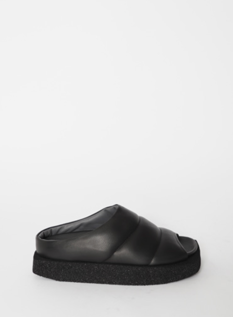 Square Puff Slide in Black by Lofina-Idlewild