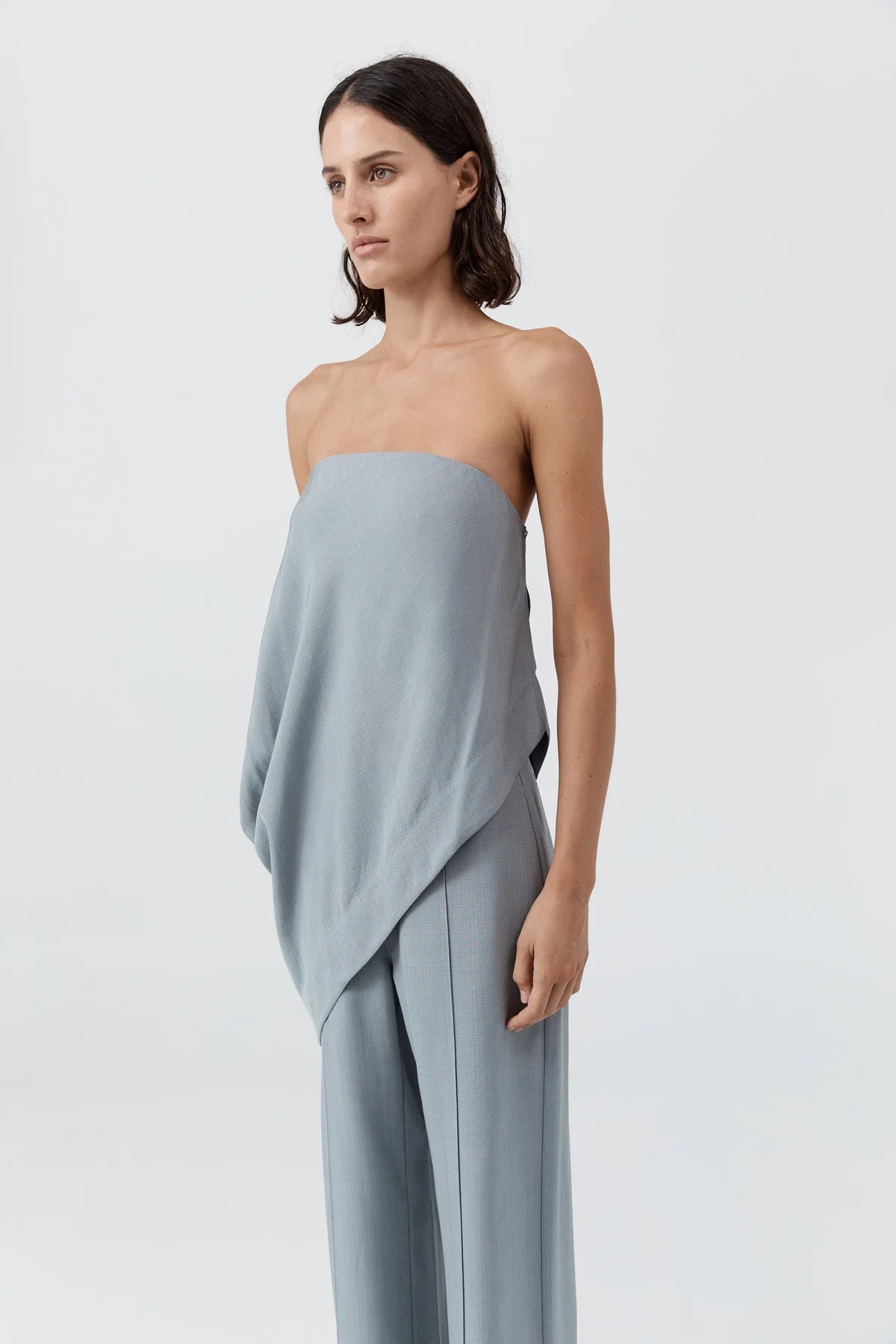 Strapless Asymm Drape Top in Mist by St. Agni-Tops-St. Agni-Idlewild
