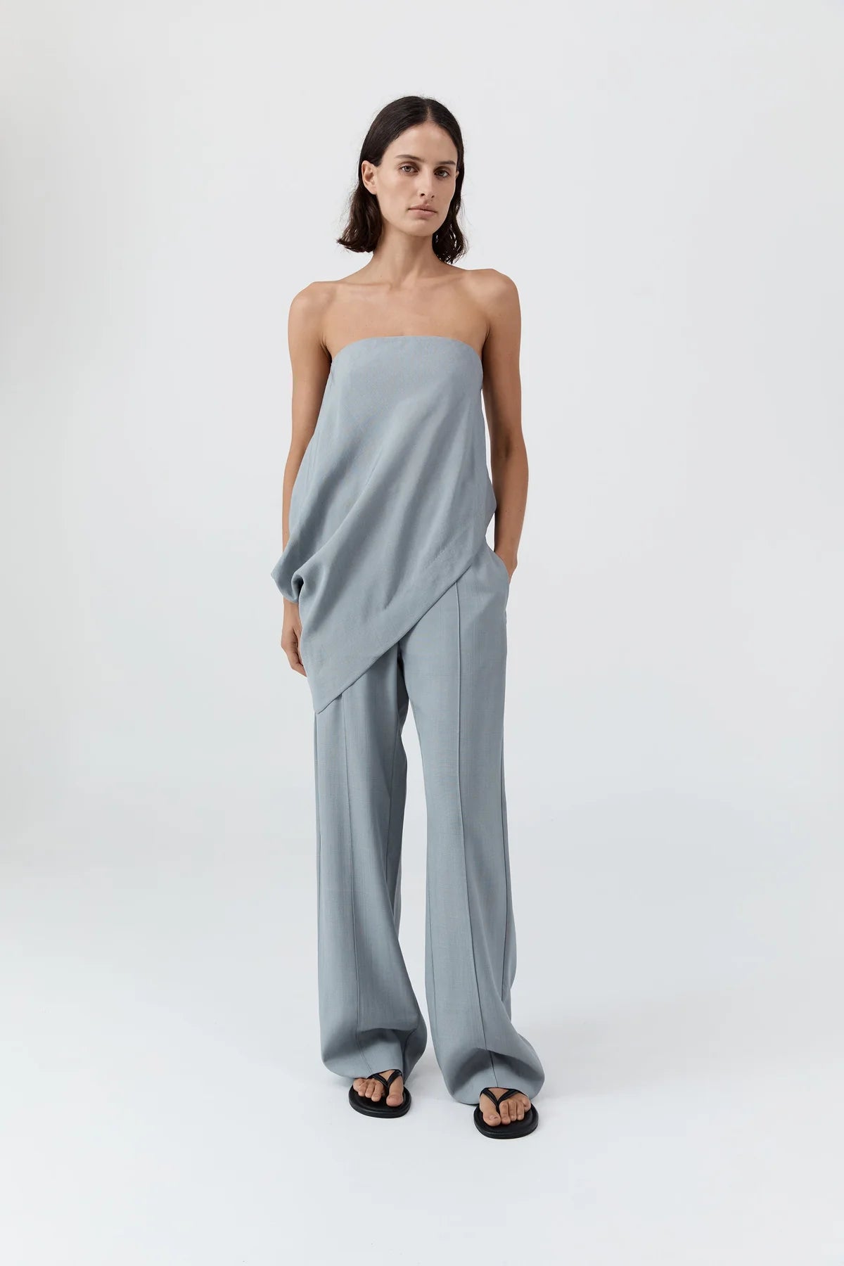Strapless Asymm Drape Top in Mist by St. Agni-Tops-St. Agni-Idlewild