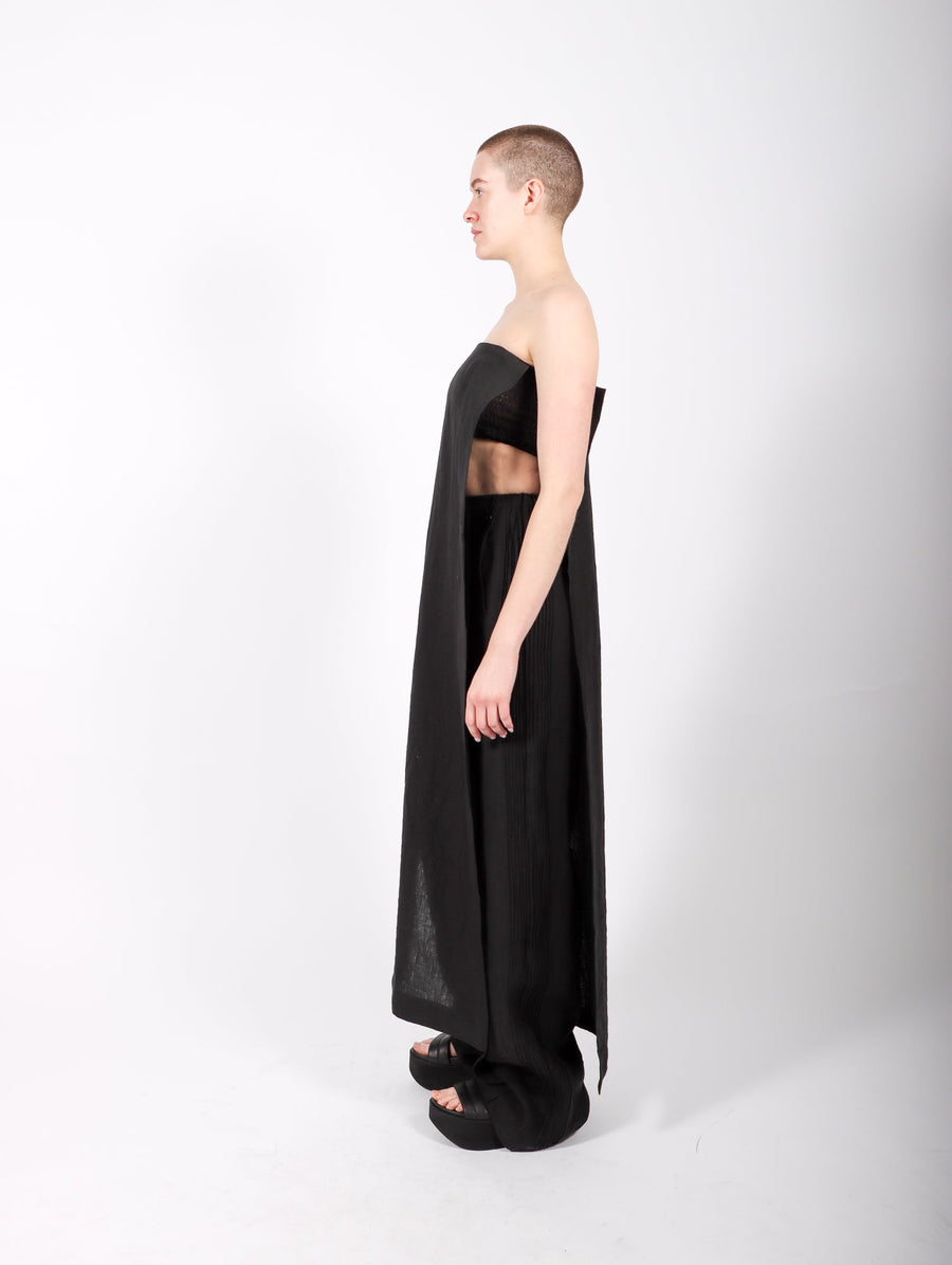Strapless Rectangle Linen Top in Black by Nguyễn Hoàng Tú-Nguyen Hoang Tu-Idlewild