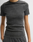 Stretch Denim Baby T in Black by Tibi-Tops-Tibi-Idlewild