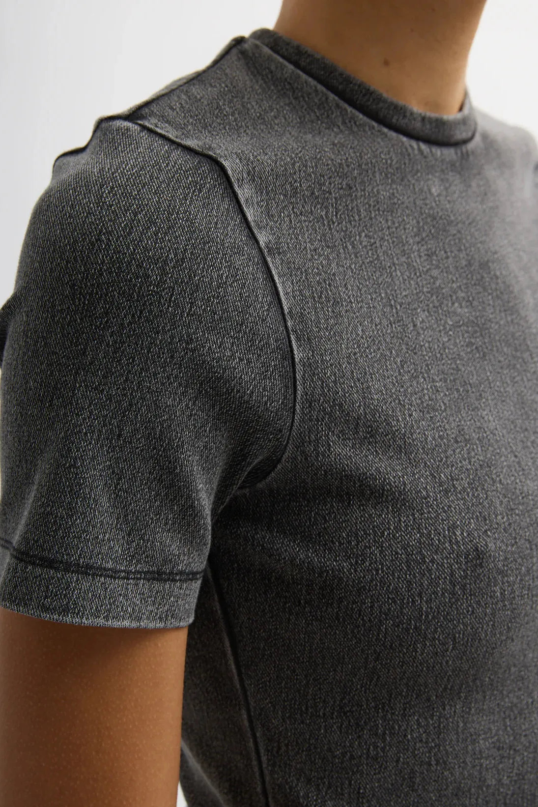 Stretch Denim Baby T in Black by Tibi-Tops-Tibi-Idlewild